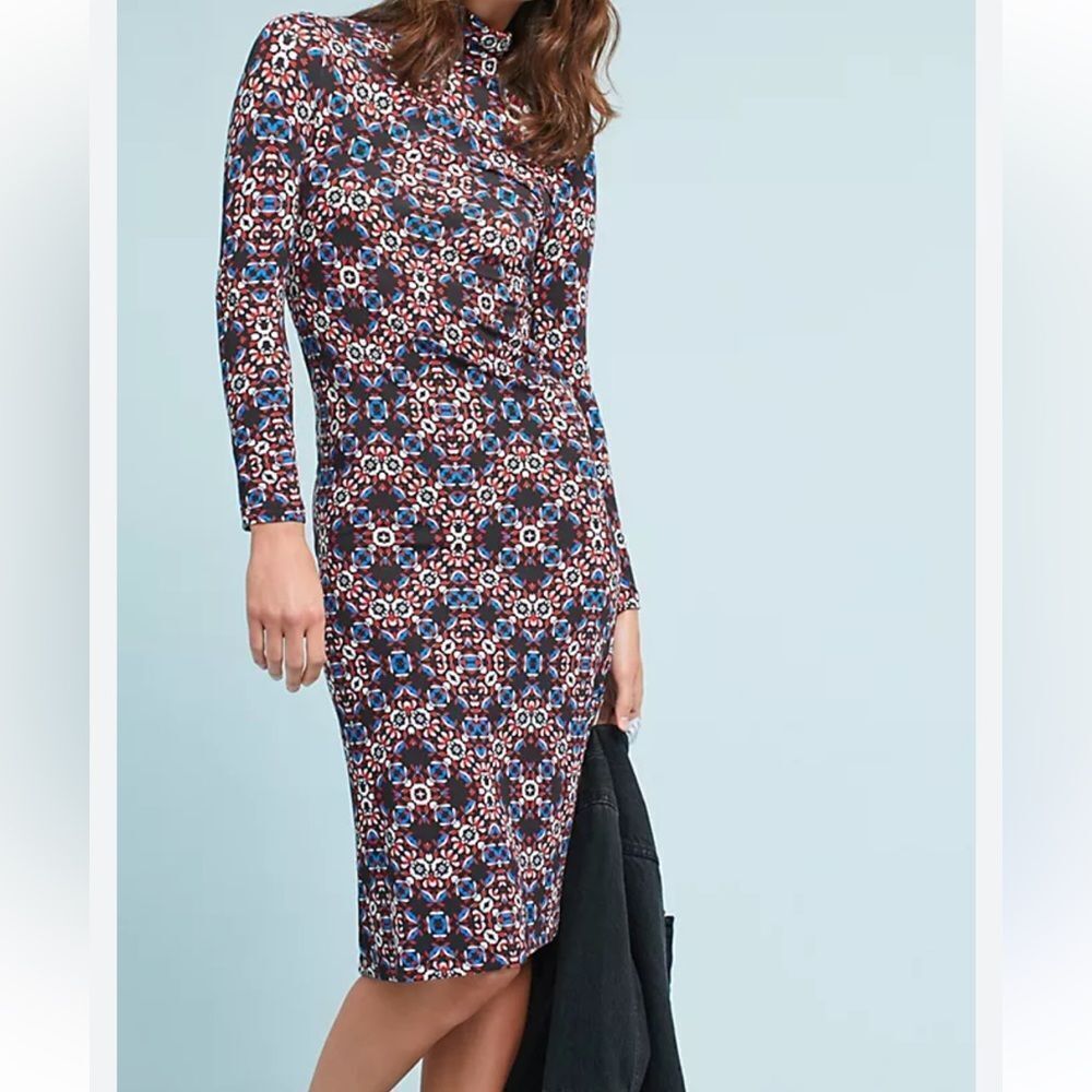 Anthropologie Kenny Mock-Neck Dress by Yumi Kim /Deja Vu Jersey Dress Size XS